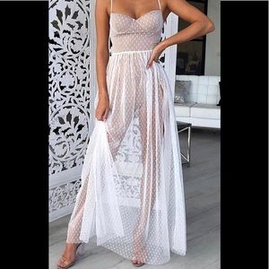 Mesh Maxi Festival Dress White